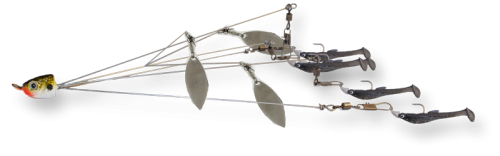 Umbrella Rig 5 Arm White Silver Flake 3 Blade